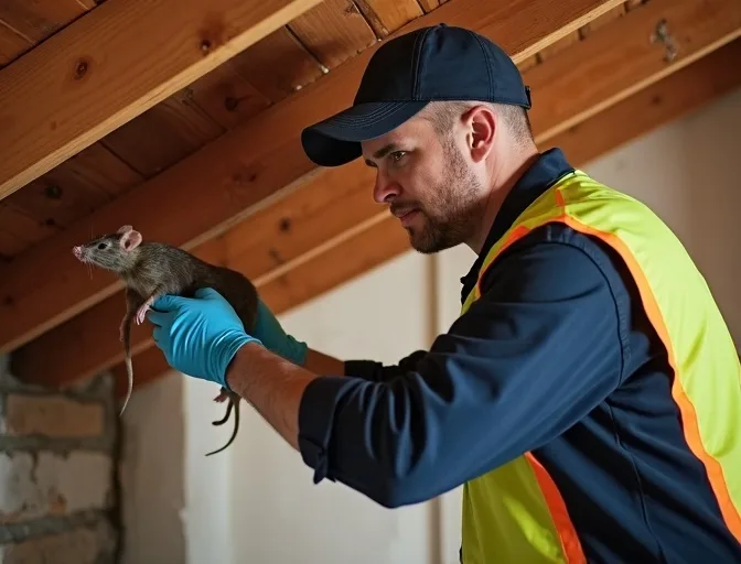 Technician inspecting a roof cavity for a dead rat in Keilor Downs